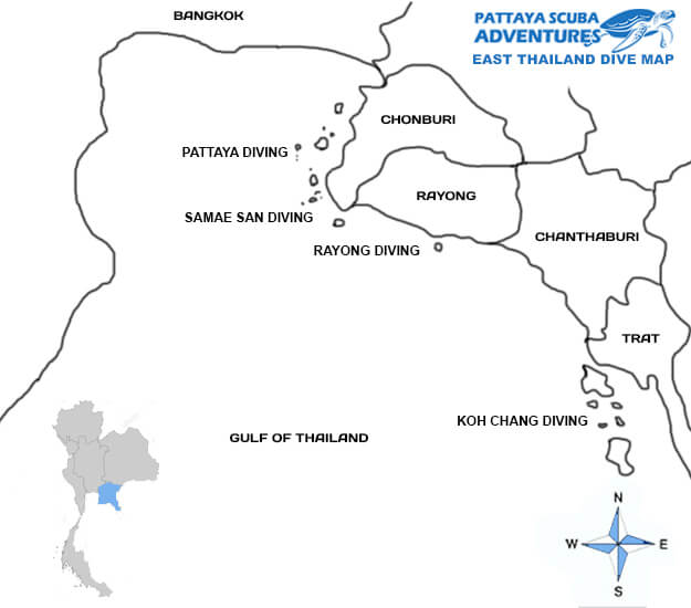 Thailand East coast diving map