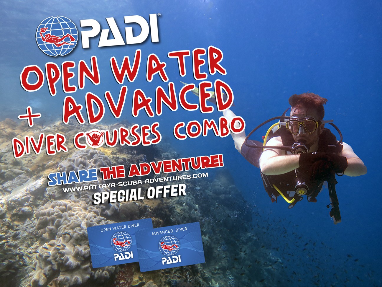 PADI Open water course advanced course special offer