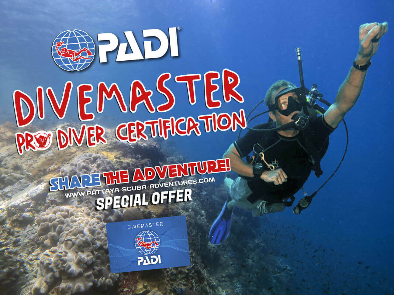 PADI Divermaster Professional Diver Training Pattaya Thailand