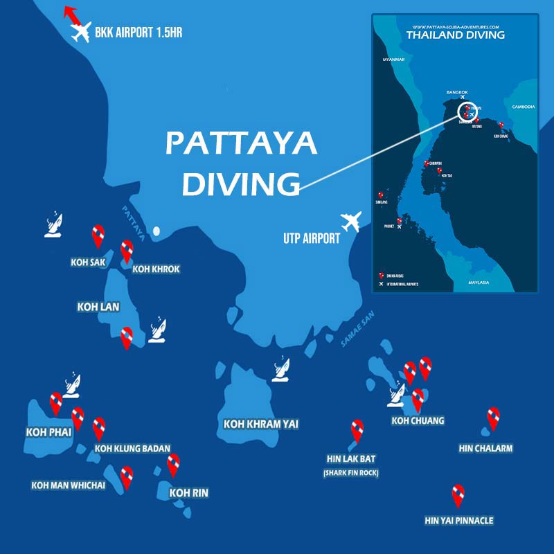Pattaya Diving Near Bangkok BKK Airport and Rayong UTP