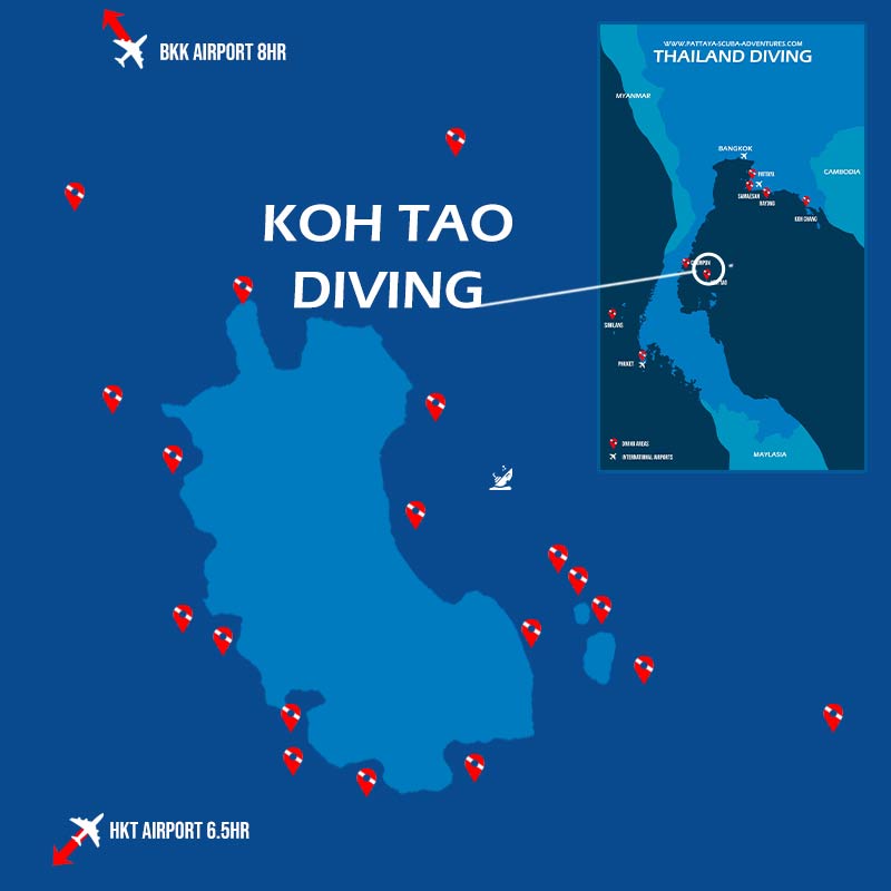 Thailand Scuba Diving Koh Tao Island Map