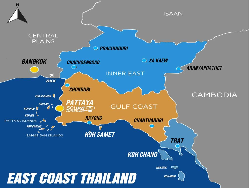 Thailand East Coast Travel Map Bangkok Pattaya Trat