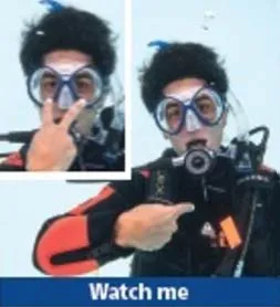 12. Look at / watch me - Scuba Diving Hand Signals